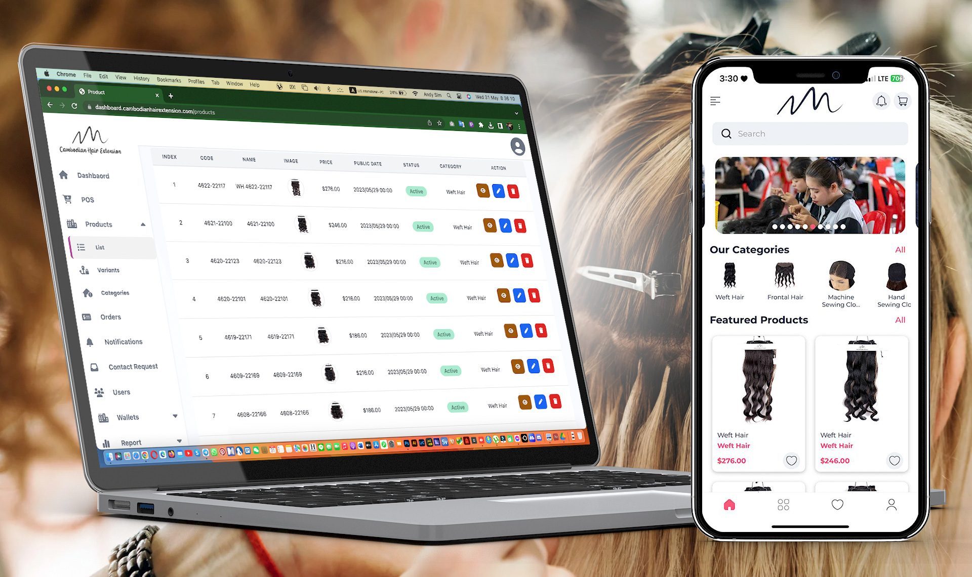 Cambodia Hair Extension Website Mobile App Development 2023